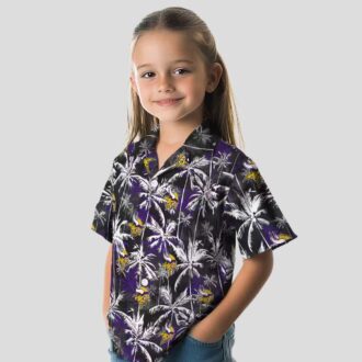 NFL Fans Minnesota Vikings Hawaiian Shirt - Purple Black Palm Tree Aloha Style