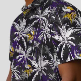 NFL Fans Minnesota Vikings Hawaiian Shirt - Purple Black Palm Tree Aloha Style