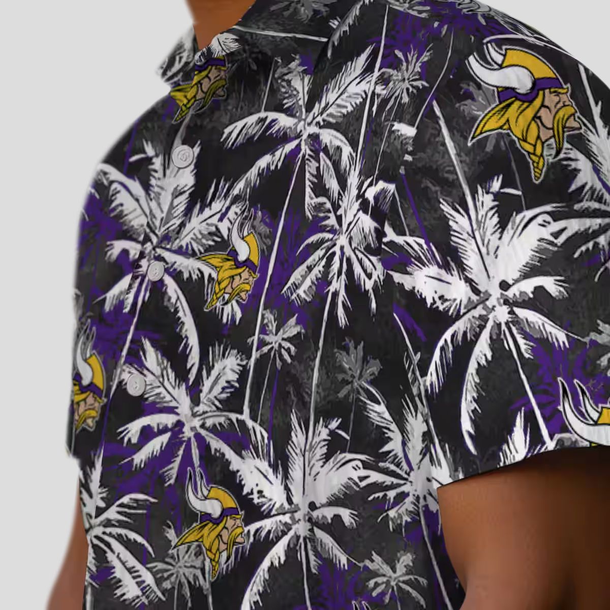 NFL Fans Minnesota Vikings Hawaiian Shirt - Purple Black Palm Tree Aloha Style