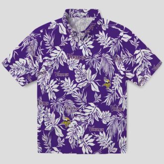 NFL Fans Minnesota Vikings Purple White Shirt, Tropical Leaf Hawaiian Shirt