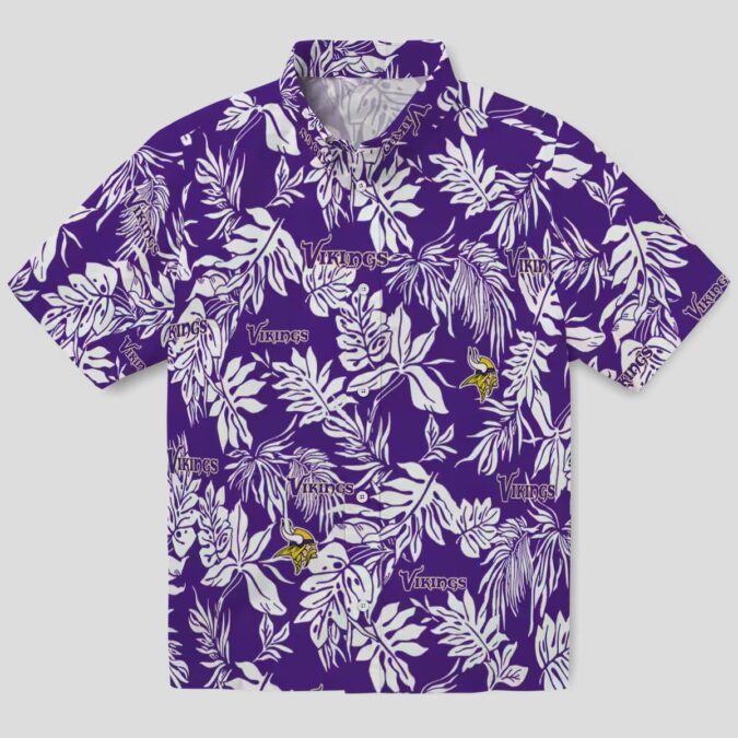 NFL Fans Minnesota Vikings Purple White Shirt, Tropical Leaf Hawaiian Shirt