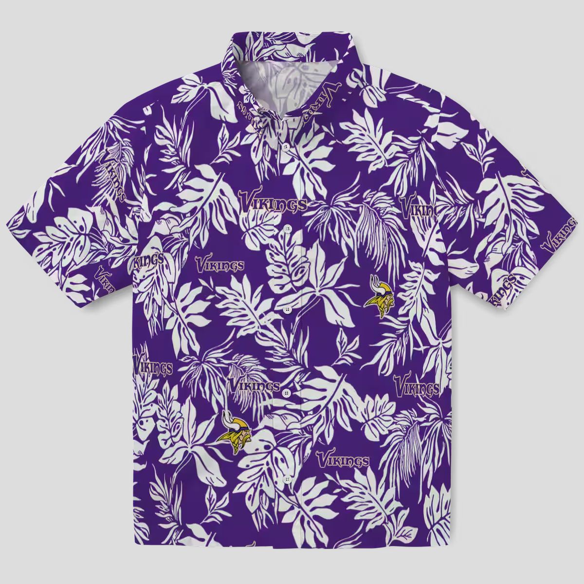 NFL Fans Minnesota Vikings Purple White Shirt, Tropical Leaf Hawaiian Shirt