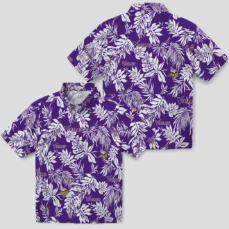 NFL Fans Minnesota Vikings Purple White Shirt, Tropical Leaf Hawaiian Shirt