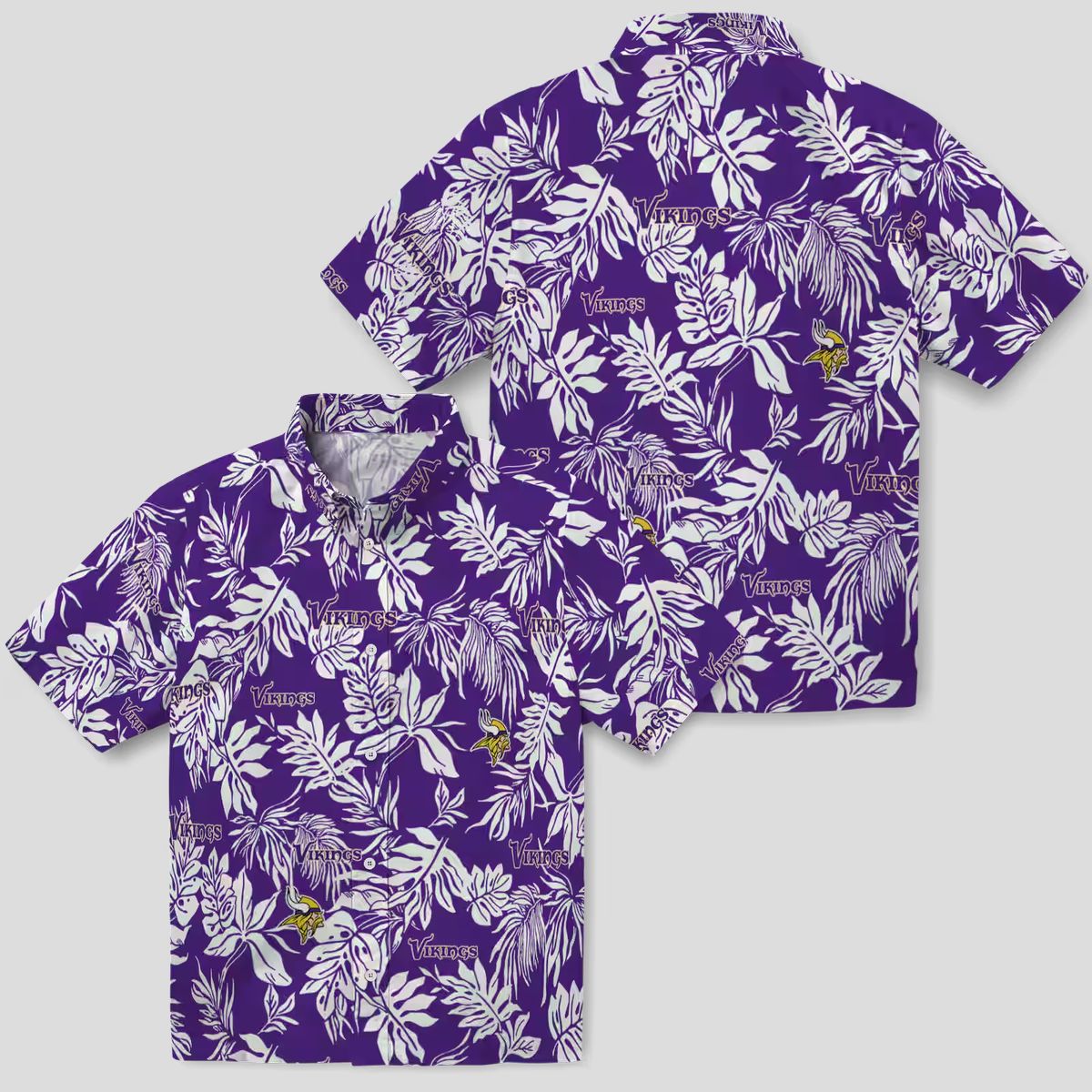 NFL Fans Minnesota Vikings Purple White Shirt, Tropical Leaf Hawaiian Shirt