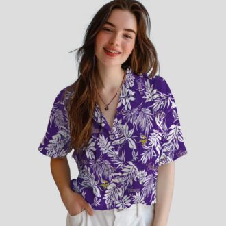 NFL Fans Minnesota Vikings Purple White Shirt, Tropical Leaf Hawaiian Shirt