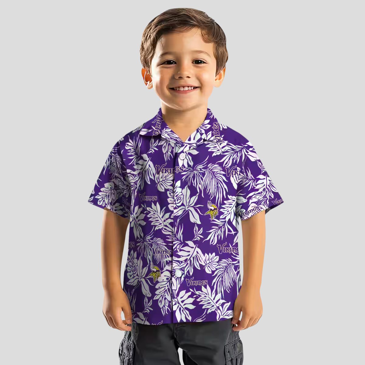 NFL Fans Minnesota Vikings Purple White Shirt, Tropical Leaf Hawaiian Shirt