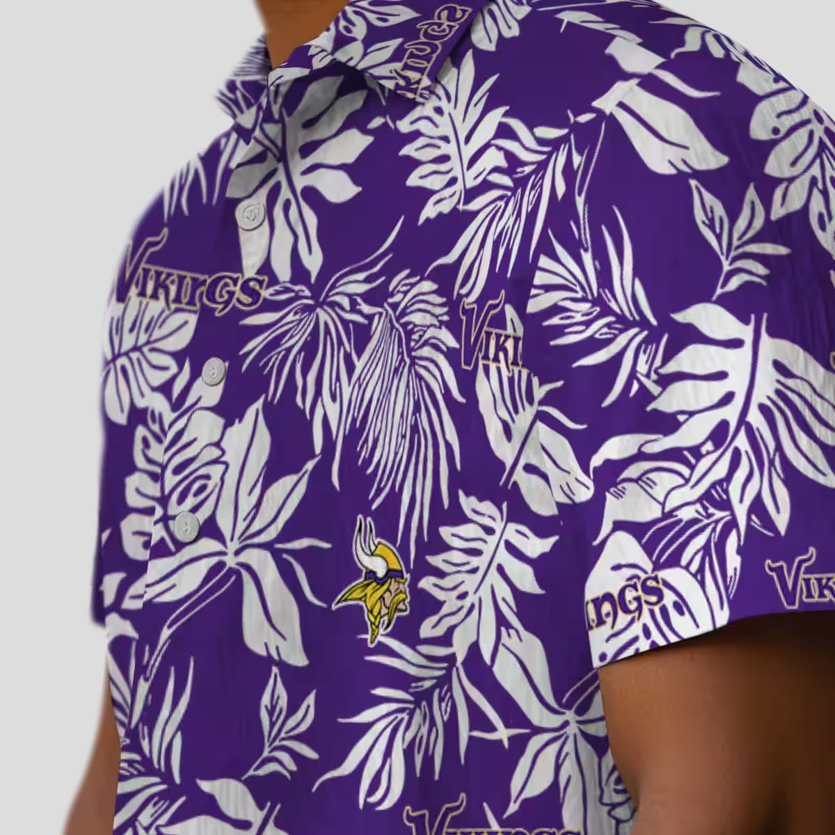 NFL Fans Minnesota Vikings Purple White Shirt, Tropical Leaf Hawaiian Shirt