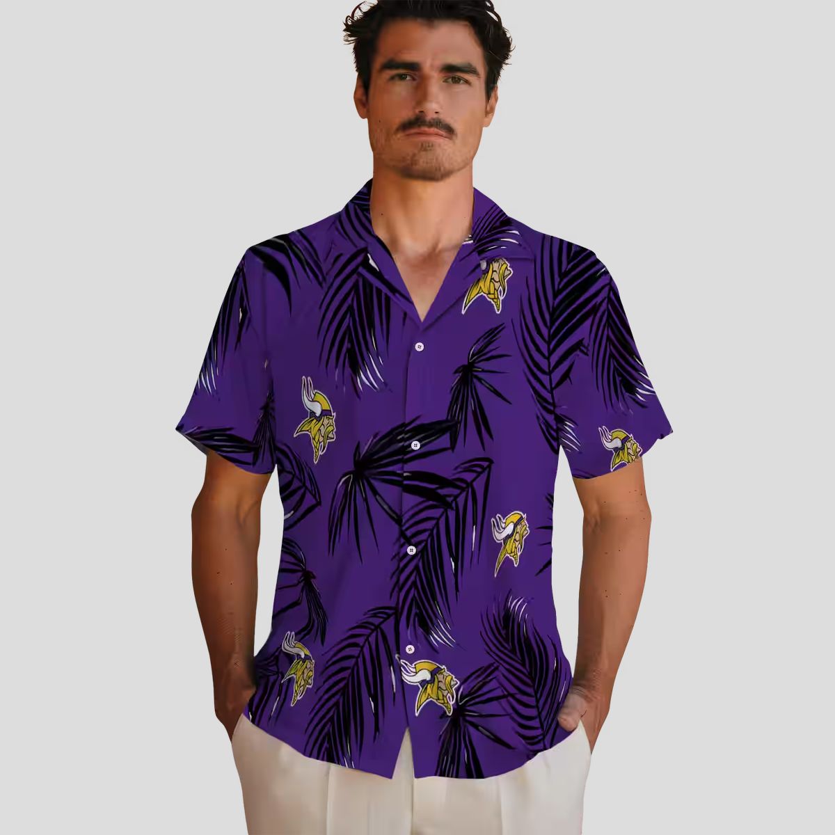 NFL Minnesota Vikings Aloha Shirt, Palm Leaf Hawaiian Tailgate Outfit