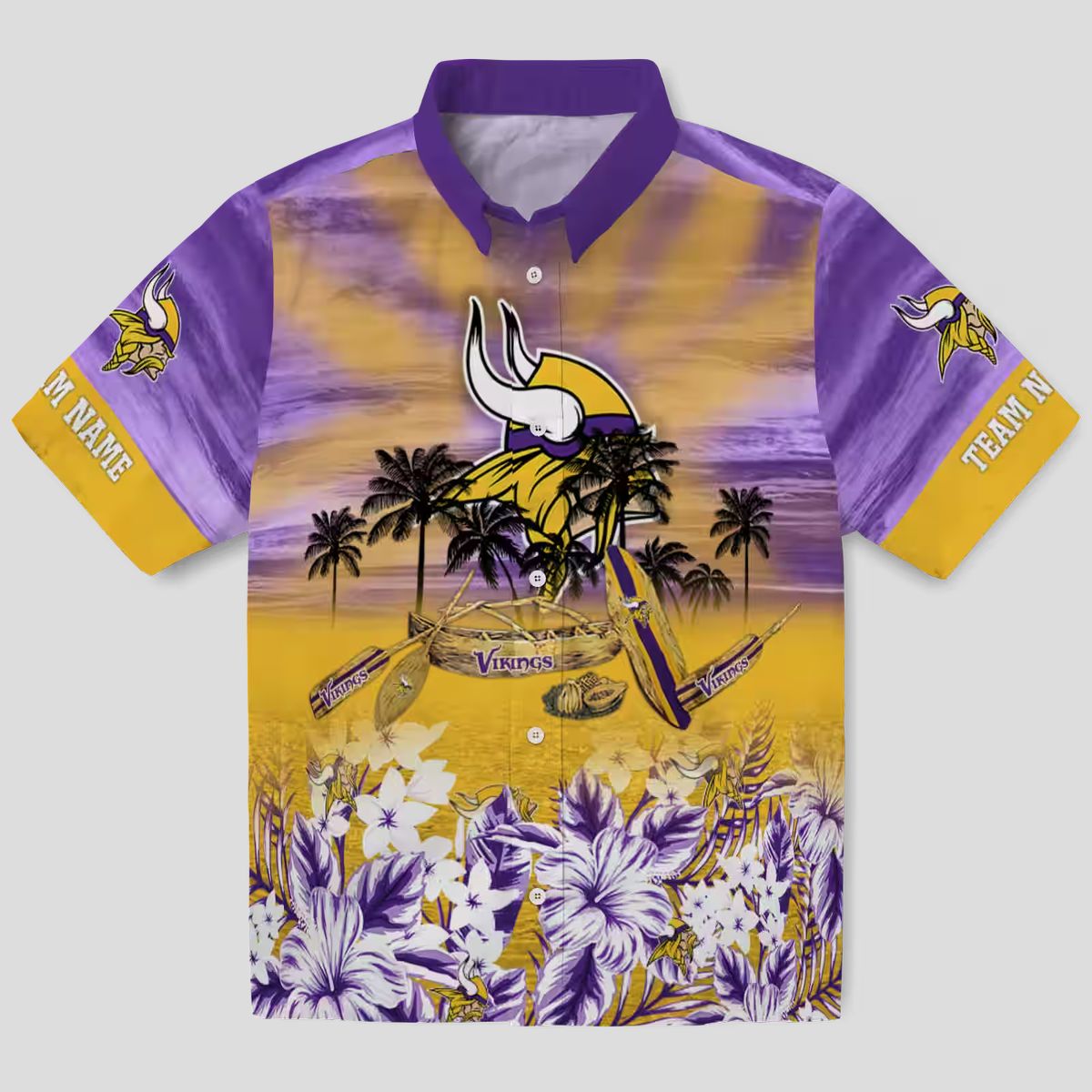 NFL Minnesota Vikings Hawaiian Shirt, Custom Purple Canoe Tropical Vacation Outfit