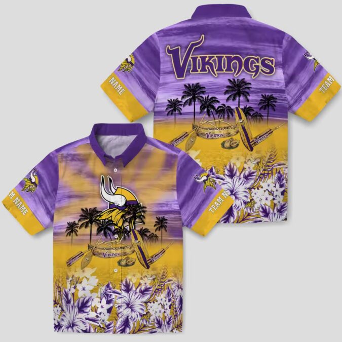 NFL Minnesota Vikings Hawaiian Shirt, Custom Purple Canoe Tropical Vacation Outfit