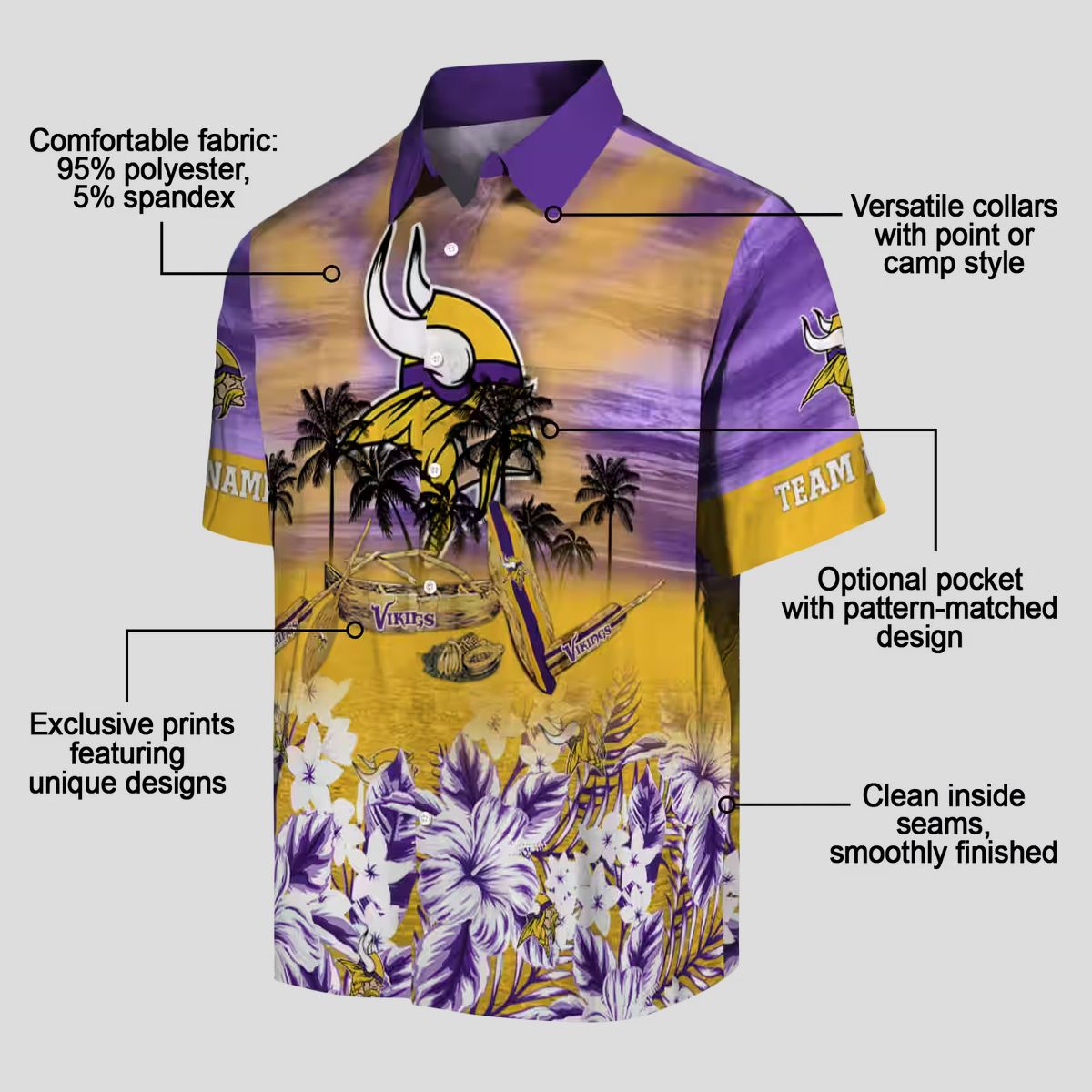 NFL Minnesota Vikings Hawaiian Shirt, Custom Purple Canoe Tropical Vacation Outfit