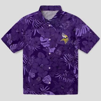 NFL Minnesota Vikings Hawaiian Shirt, Jungle Vibes Purple Palm Tree Summer Look