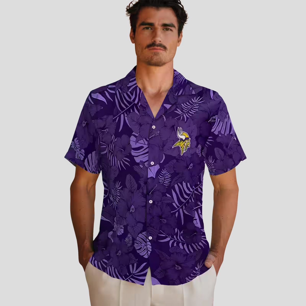 NFL Minnesota Vikings Hawaiian Shirt, Jungle Vibes Purple Palm Tree Summer Look