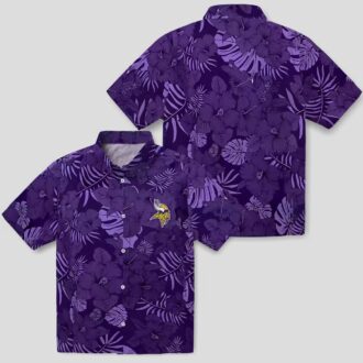 NFL Minnesota Vikings Hawaiian Shirt, Jungle Vibes Purple Palm Tree Summer Look