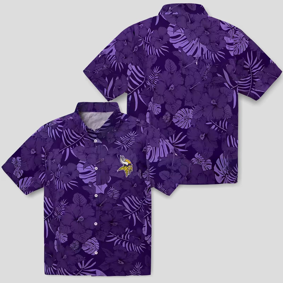 NFL Minnesota Vikings Hawaiian Shirt, Jungle Vibes Purple Palm Tree Summer Look