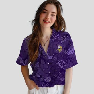 NFL Minnesota Vikings Hawaiian Shirt, Jungle Vibes Purple Palm Tree Summer Look