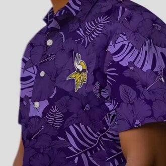 NFL Minnesota Vikings Hawaiian Shirt, Jungle Vibes Purple Palm Tree Summer Look