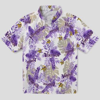 NFL Minnesota Vikings White Hawaiian Shirt - Tropical Summer Palm Leaves Print