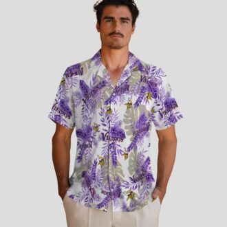 NFL Minnesota Vikings White Hawaiian Shirt - Tropical Summer Palm Leaves Print