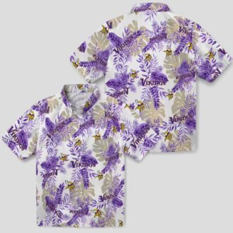 NFL Minnesota Vikings White Hawaiian Shirt - Tropical Summer Palm Leaves Print