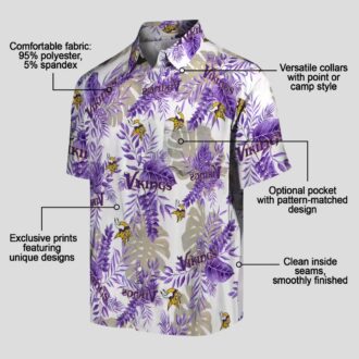 NFL Minnesota Vikings White Hawaiian Shirt - Tropical Summer Palm Leaves Print