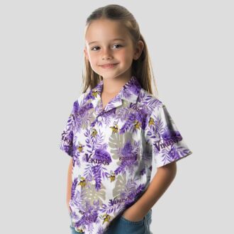 NFL Minnesota Vikings White Hawaiian Shirt - Tropical Summer Palm Leaves Print