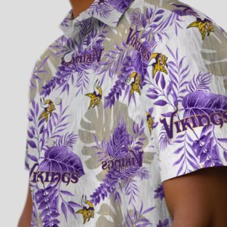 NFL Minnesota Vikings White Hawaiian Shirt - Tropical Summer Palm Leaves Print