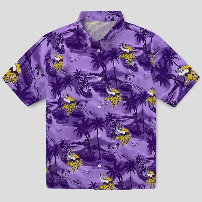 NFL Vikings Coastal Palms Purple Hawaiian Shirt, Best Gift for Football Fans