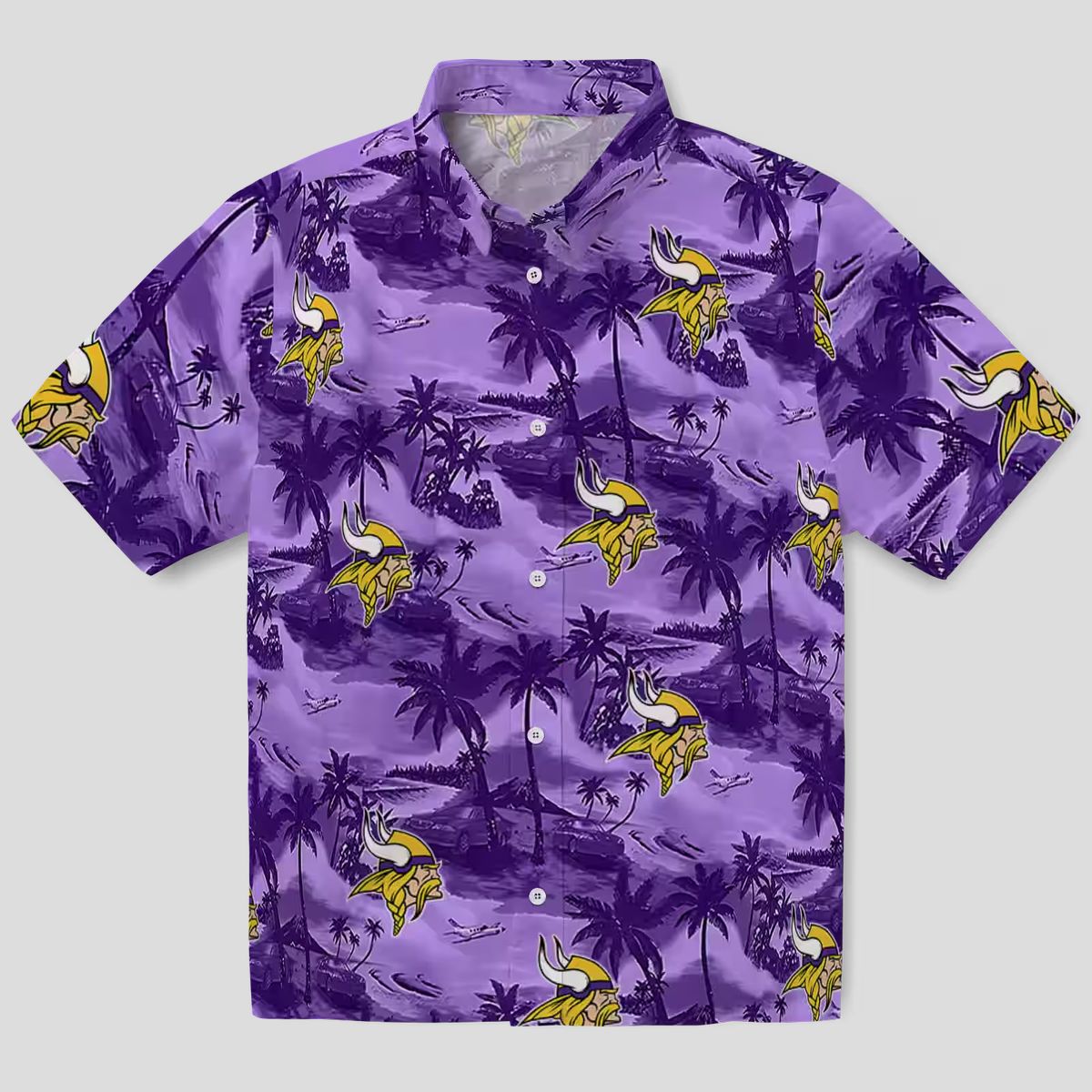 NFL Vikings Coastal Palms Purple Hawaiian Shirt, Best Gift for Football Fans