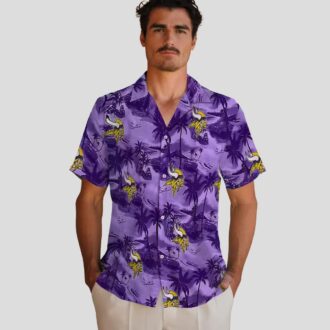 NFL Vikings Coastal Palms Purple Hawaiian Shirt, Best Gift for Football Fans