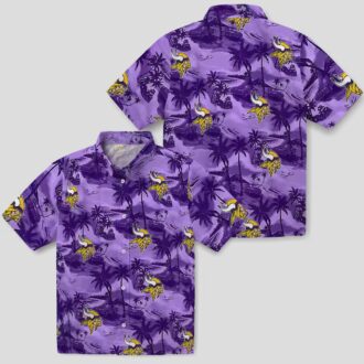 NFL Vikings Coastal Palms Purple Hawaiian Shirt, Best Gift for Football Fans