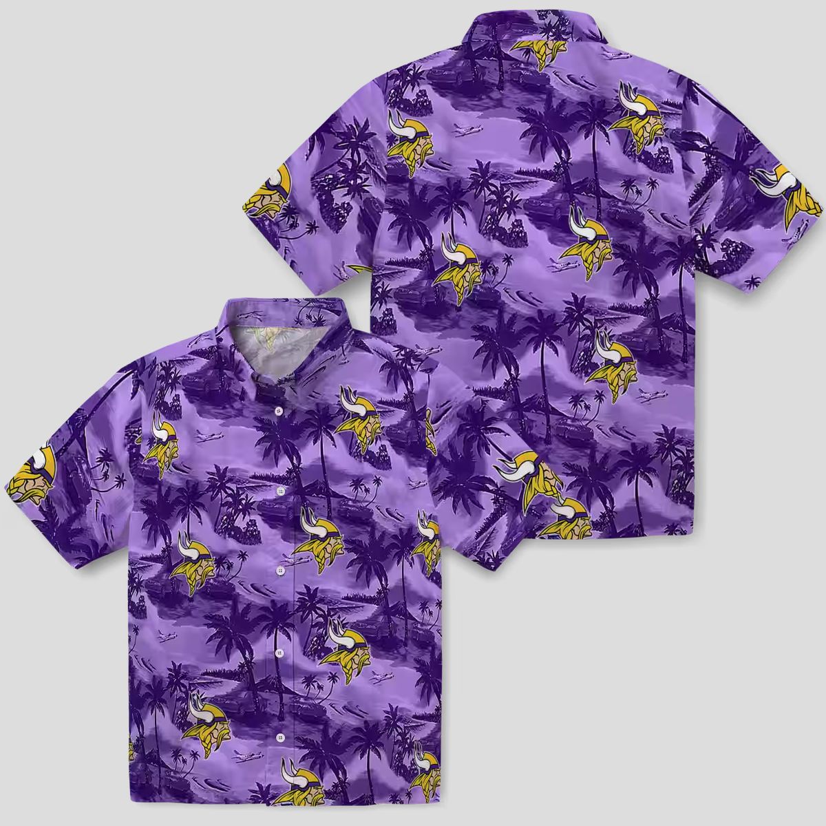 NFL Vikings Coastal Palms Purple Hawaiian Shirt, Best Gift for Football Fans