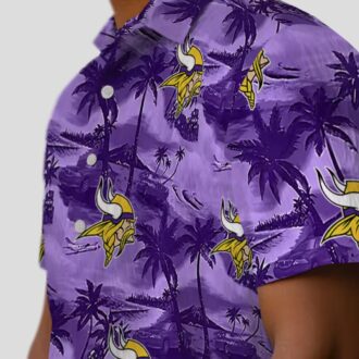 NFL Vikings Coastal Palms Purple Hawaiian Shirt, Best Gift for Football Fans
