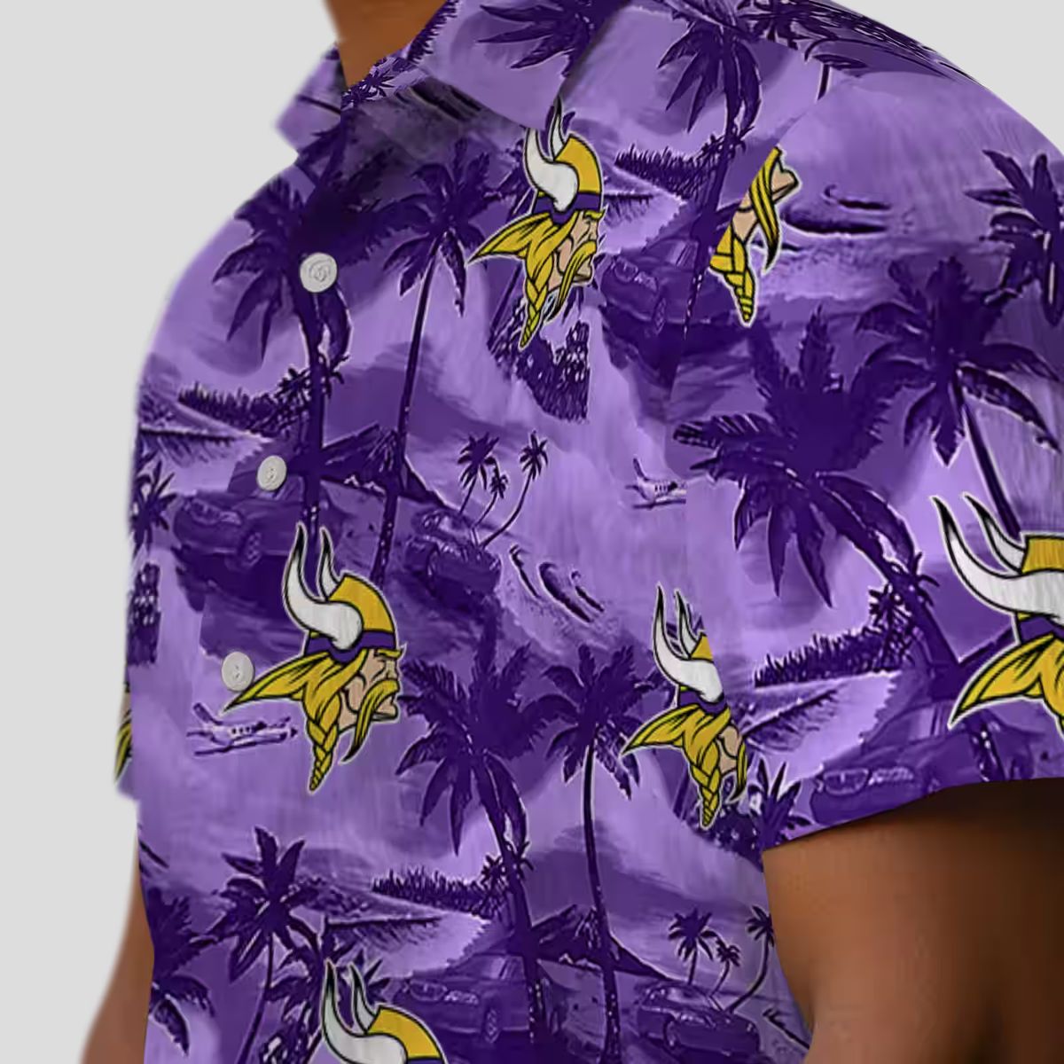 NFL Vikings Coastal Palms Purple Hawaiian Shirt, Best Gift for Football Fans