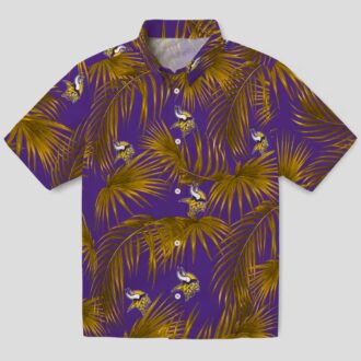 NFL Vikings Floral Hawaiian Shirt, Leafy Palm Beach Outfit for NFL Tailgating