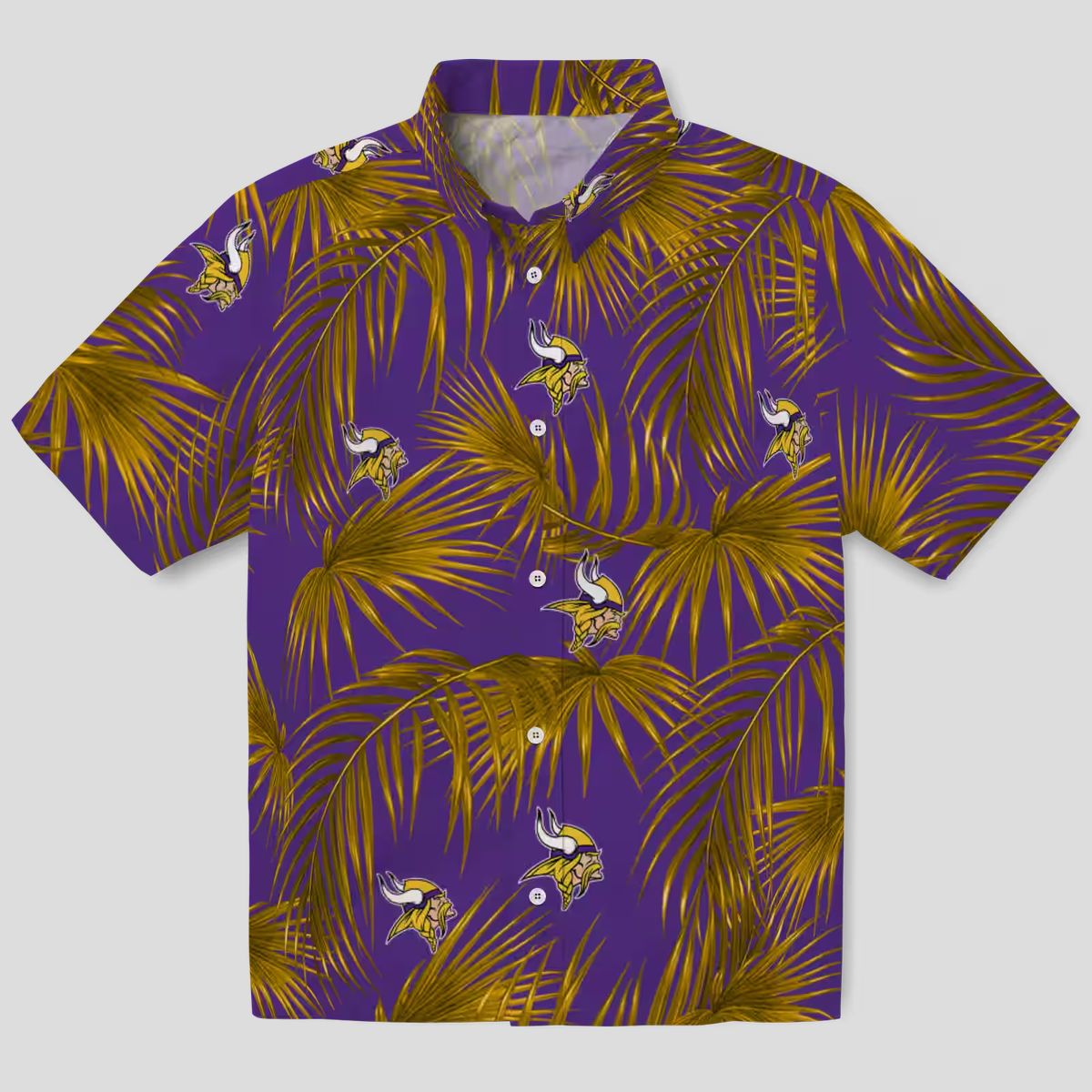 NFL Vikings Floral Hawaiian Shirt, Leafy Palm Beach Outfit for NFL Tailgating