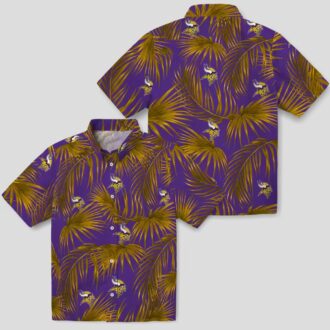 NFL Vikings Floral Hawaiian Shirt, Leafy Palm Beach Outfit for NFL Tailgating