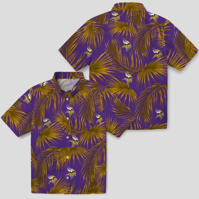NFL Vikings Floral Hawaiian Shirt, Leafy Palm Beach Outfit for NFL Tailgating