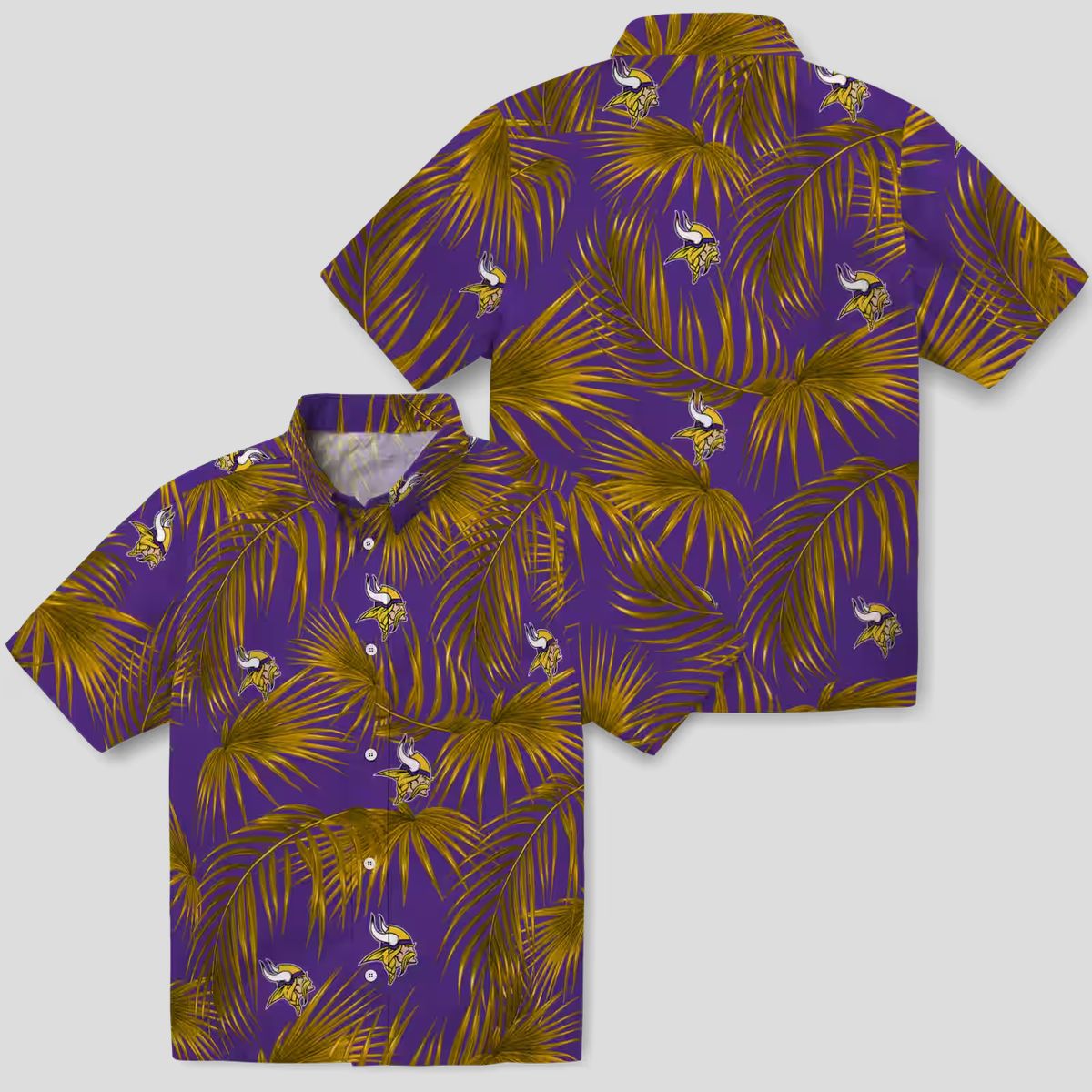 NFL Vikings Floral Hawaiian Shirt, Leafy Palm Beach Outfit for NFL Tailgating