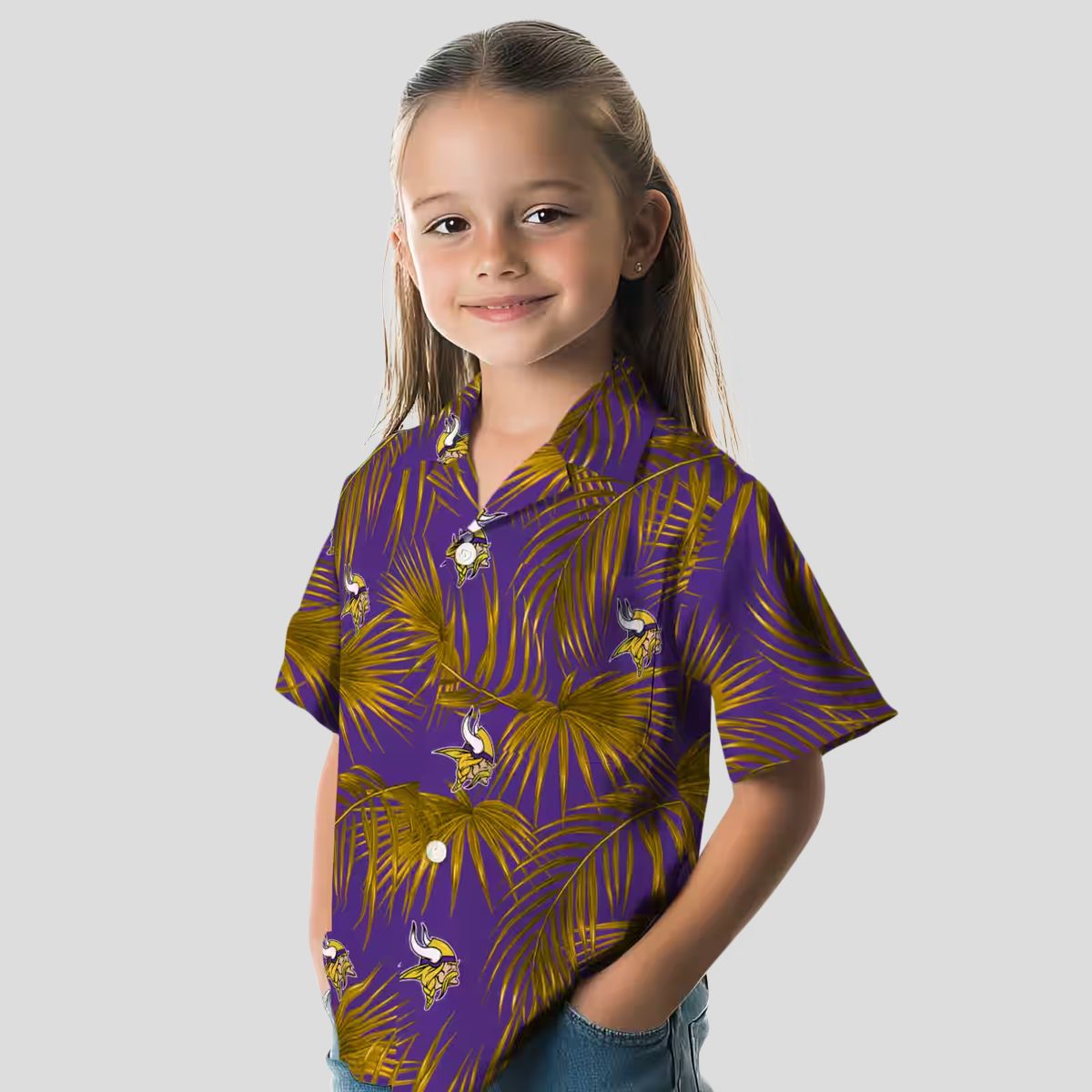 NFL Vikings Floral Hawaiian Shirt, Leafy Palm Beach Outfit for NFL Tailgating