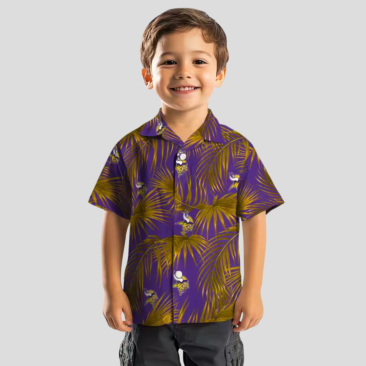 NFL Vikings Floral Hawaiian Shirt, Leafy Palm Beach Outfit for NFL Tailgating