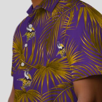 NFL Vikings Floral Hawaiian Shirt, Leafy Palm Beach Outfit for NFL Tailgating