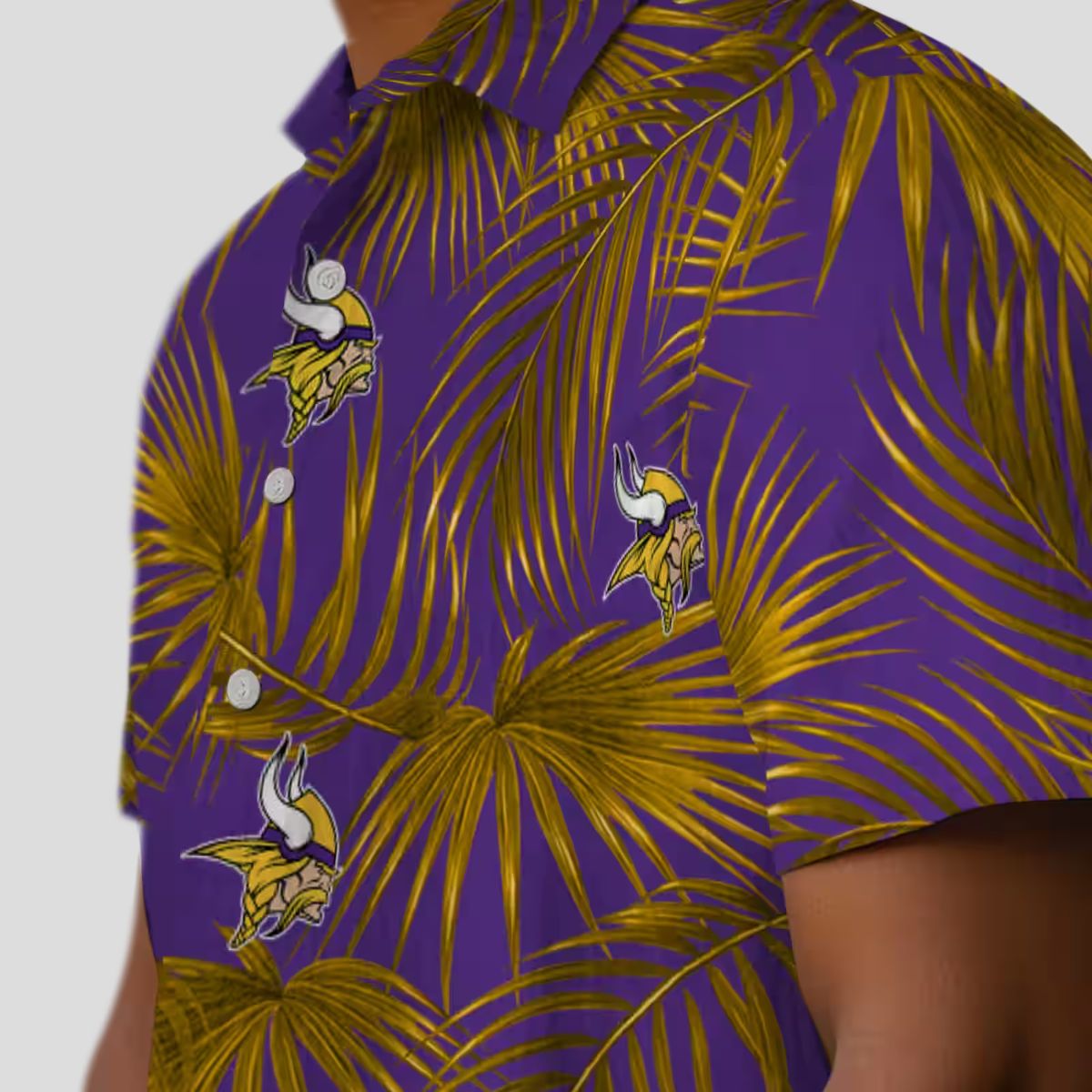 NFL Vikings Floral Hawaiian Shirt, Leafy Palm Beach Outfit for NFL Tailgating