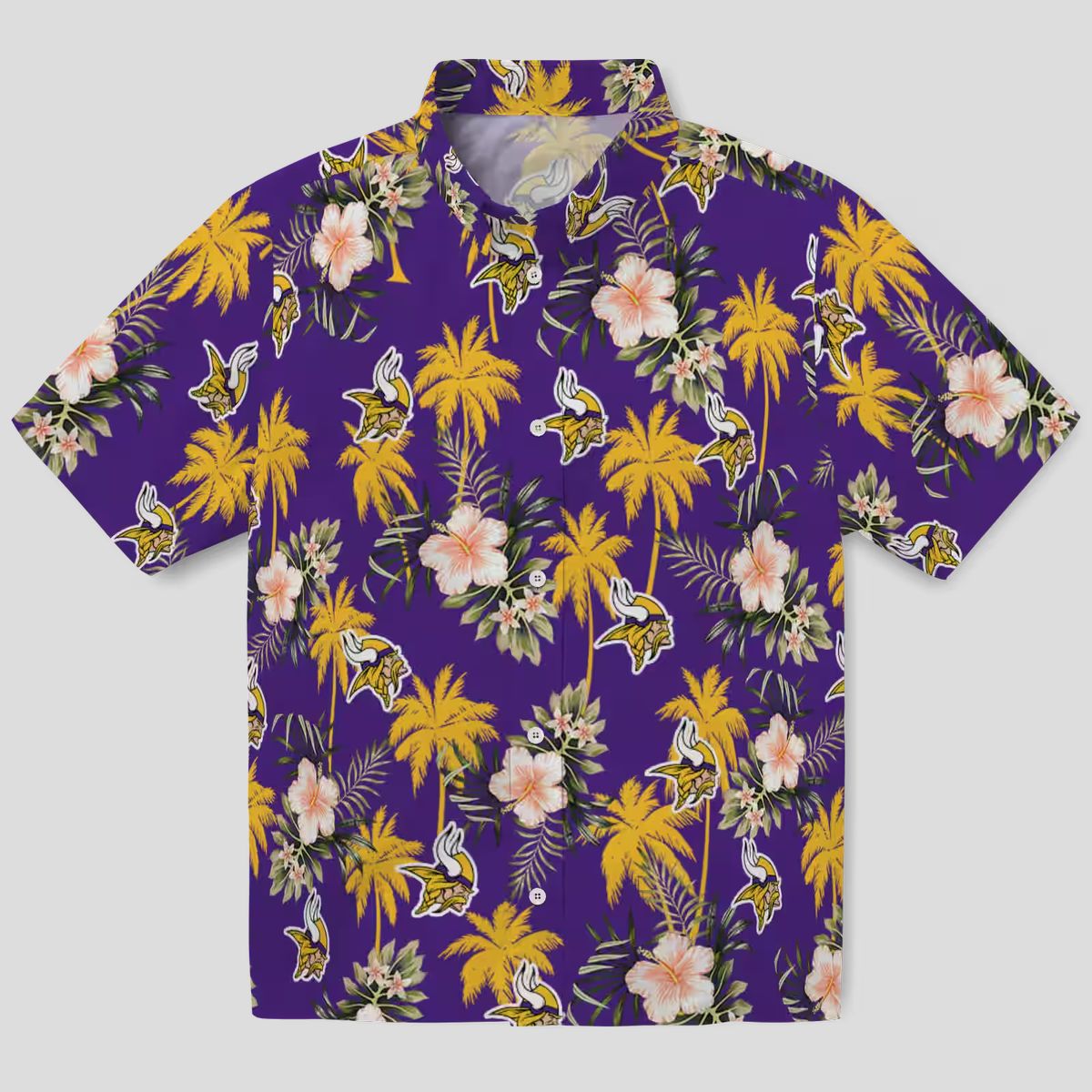NFL Vikings Hawaiian Shirt, Purple Palm Tree Beach Shirt for Football Fans