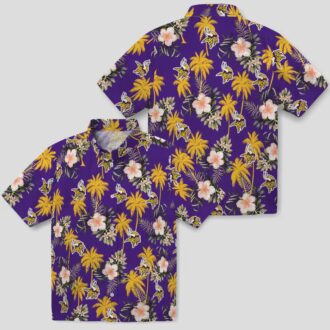 NFL Vikings Hawaiian Shirt, Purple Palm Tree Beach Shirt for Football Fans