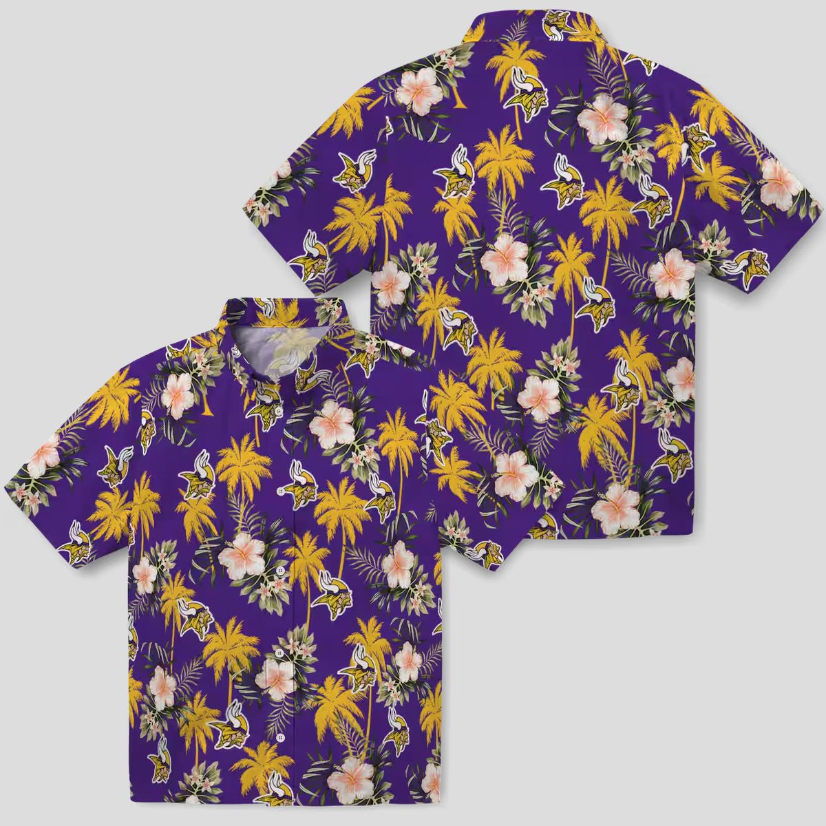 NFL Vikings Hawaiian Shirt, Purple Palm Tree Beach Shirt for Football Fans