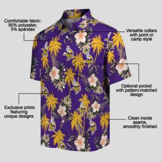 NFL Vikings Hawaiian Shirt, Purple Palm Tree Beach Shirt for Football Fans