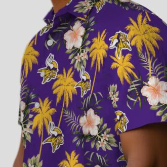 NFL Vikings Hawaiian Shirt, Purple Palm Tree Beach Shirt for Football Fans