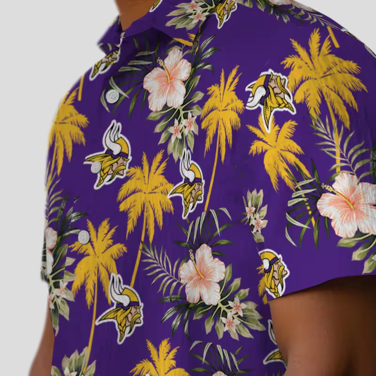 NFL Vikings Hawaiian Shirt, Purple Palm Tree Beach Shirt for Football Fans