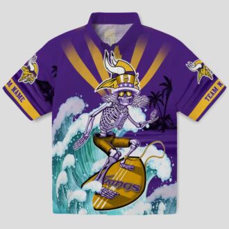 Personalized Minnesota Vikings Hawaiian Shirt, Surfing Skeleton NFL Beachwear